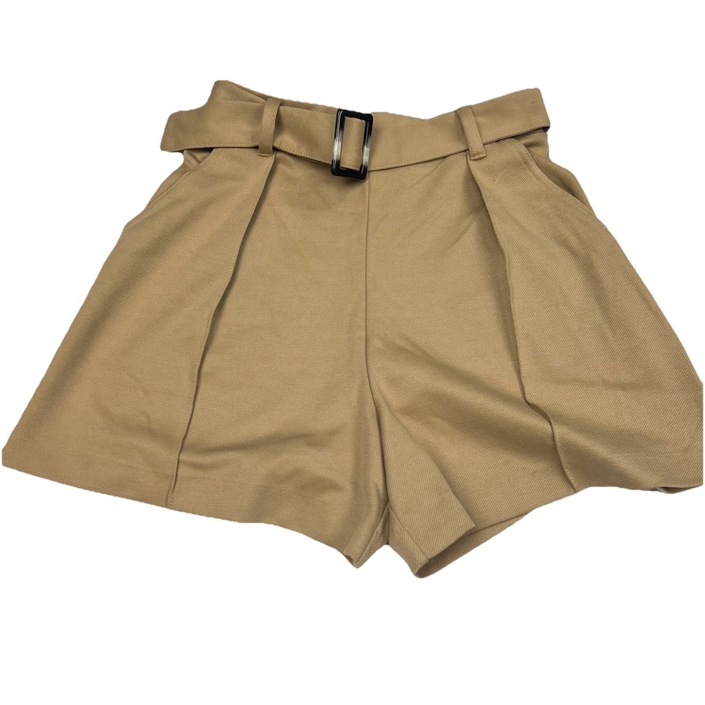 H&M Women's‎ Shorts Size XS Khaki Pleated High Waist Pockets Wide Leg Safari